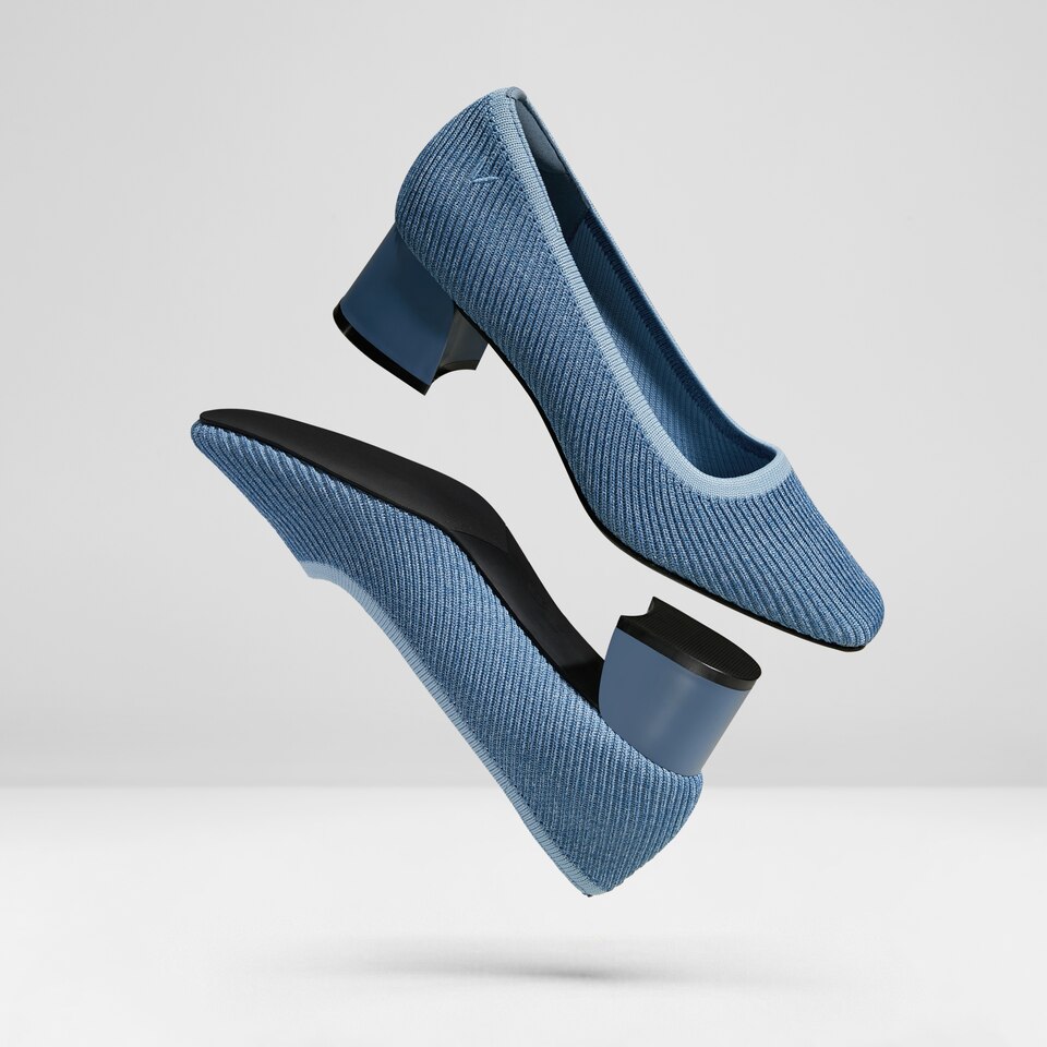 Melody Women's Square-toe Sustainable Heels in Denim Blue | VIVAIA