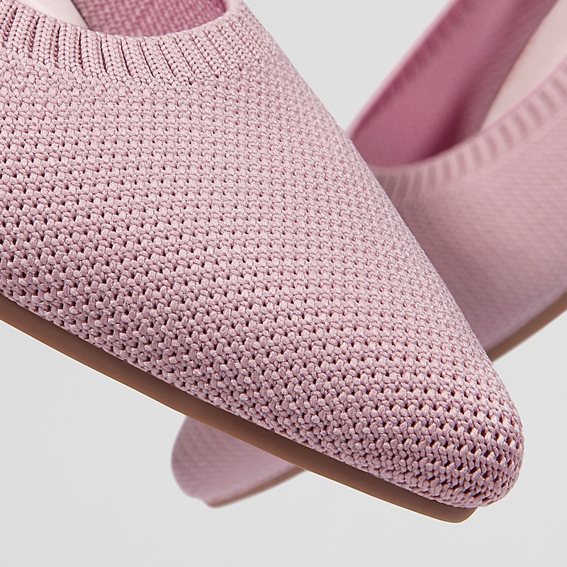 Aria5° Comfortable Pointy Flats in Pale Blush-Sustainable & Washable Shoes | VIVAIA