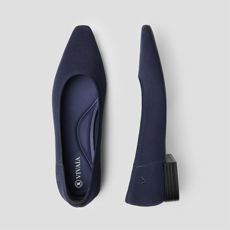 Minnie Square-toe Flats Navy-Washable & Comfortable | VIVAIA