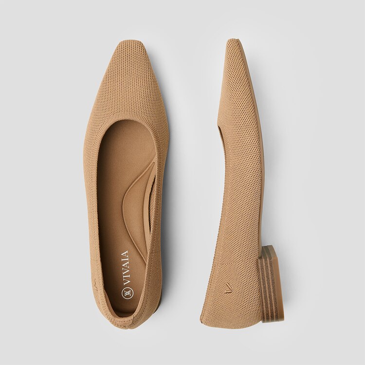 Minnie Square-toe Flats Nutmeg-Washable & Comfortable | VIVAIA