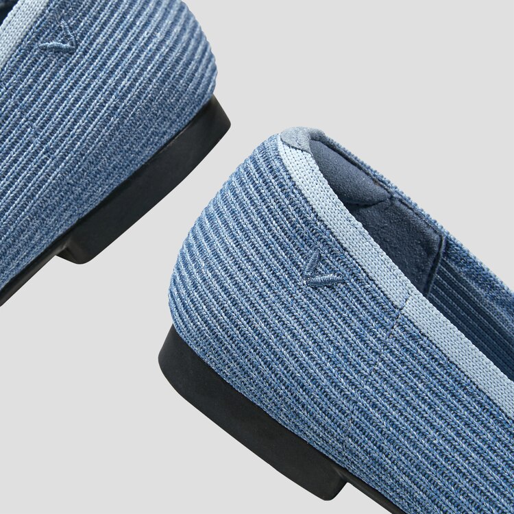Margot Square-Toe Flats for Bunions & Wide Feet in Denim Blue | VIVAIA
