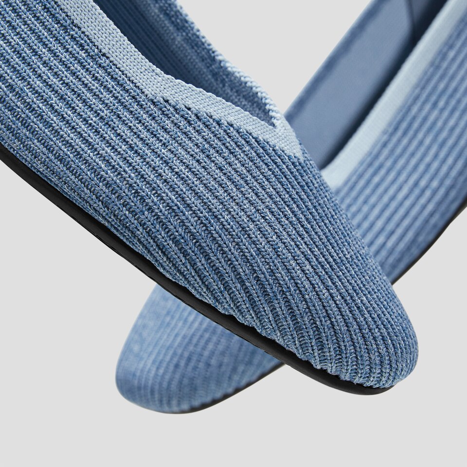 Margot Washable Square-Toe Flats for Bunions & Wide Feet in Denim Blue | VIVAIA