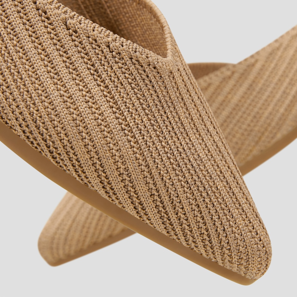 Melia PointedToe Striped Flats for Wide Feet in Nutmeg VIVAIA