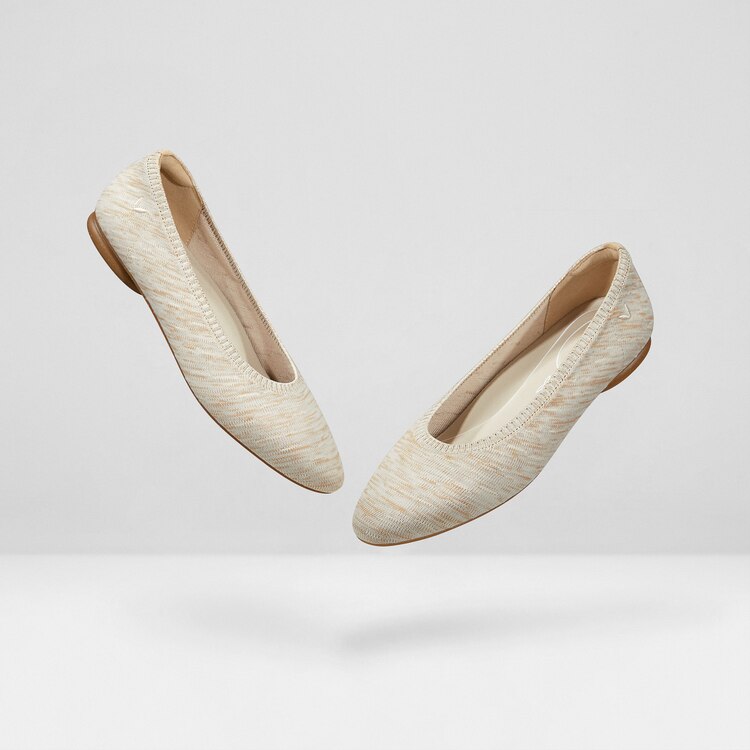 Tamia Hemp Comfortable Round Toe Flats in Dapple Cream | VIVAIA