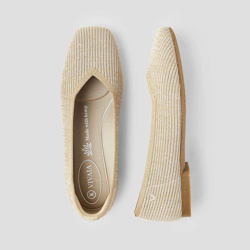 Margot Square-Toe Flats for Bunions & Wide Feet in Striped Hemp | VIVAIA