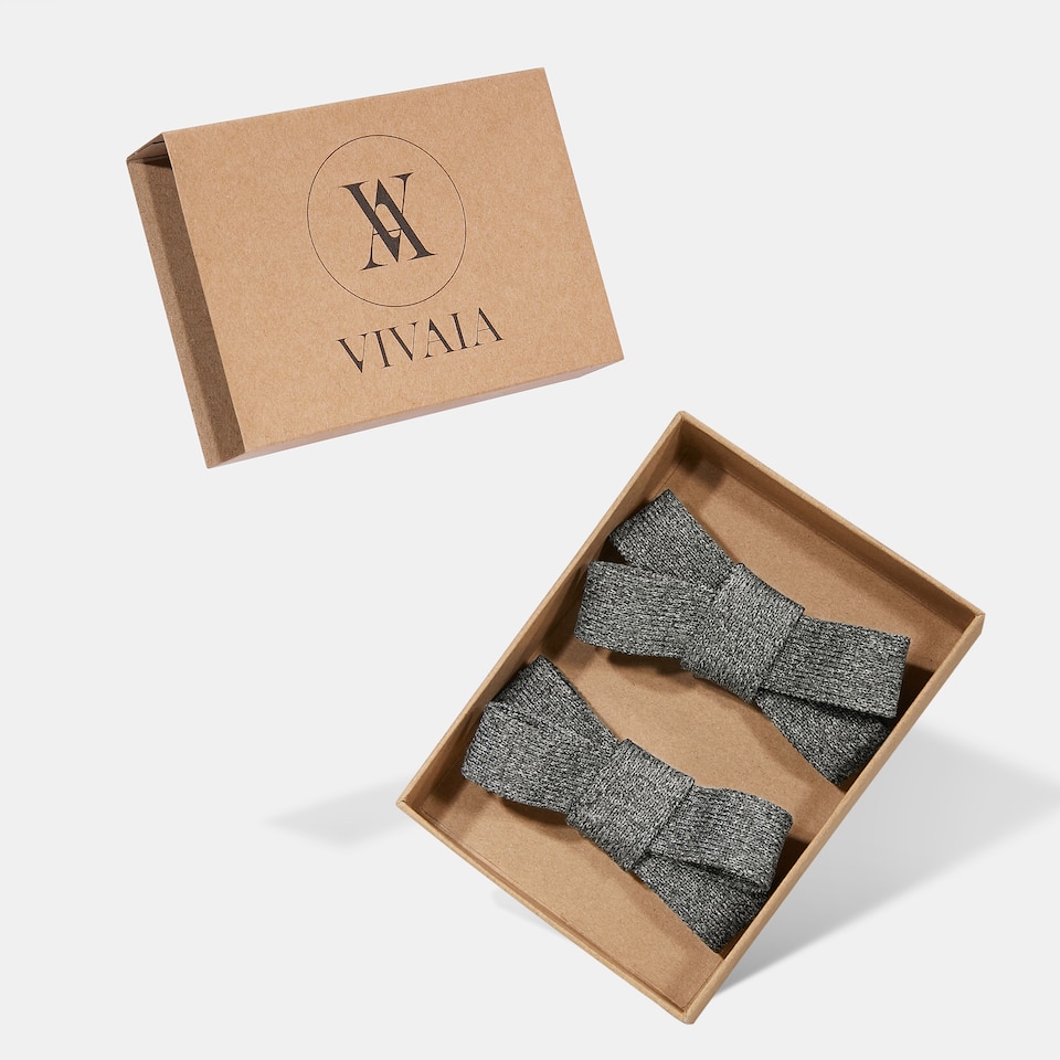 ADDIE Removable Bows for Shoes in Rich Grey | VIVAIA