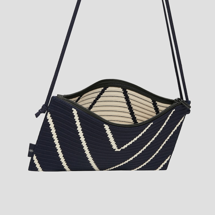 Lucy Crossbody Bags in Marine Chevron-Sustainable & Washable | VIVAIA