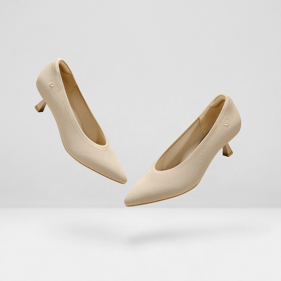 Stella PointedToe Kitten Sustainable Heels in Almond VIVAIA