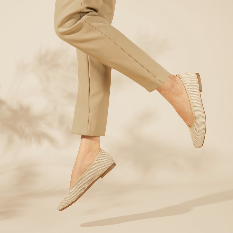 Margot Square-Toe Flats for Bunions & Wide Feet in Striped Hemp | VIVAIA