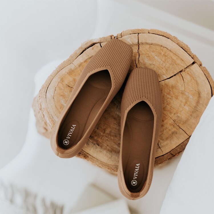 Margot 2.0 Square-Toe Flats for Bunions & Wide Feet in Nutmeg | VIVAIA