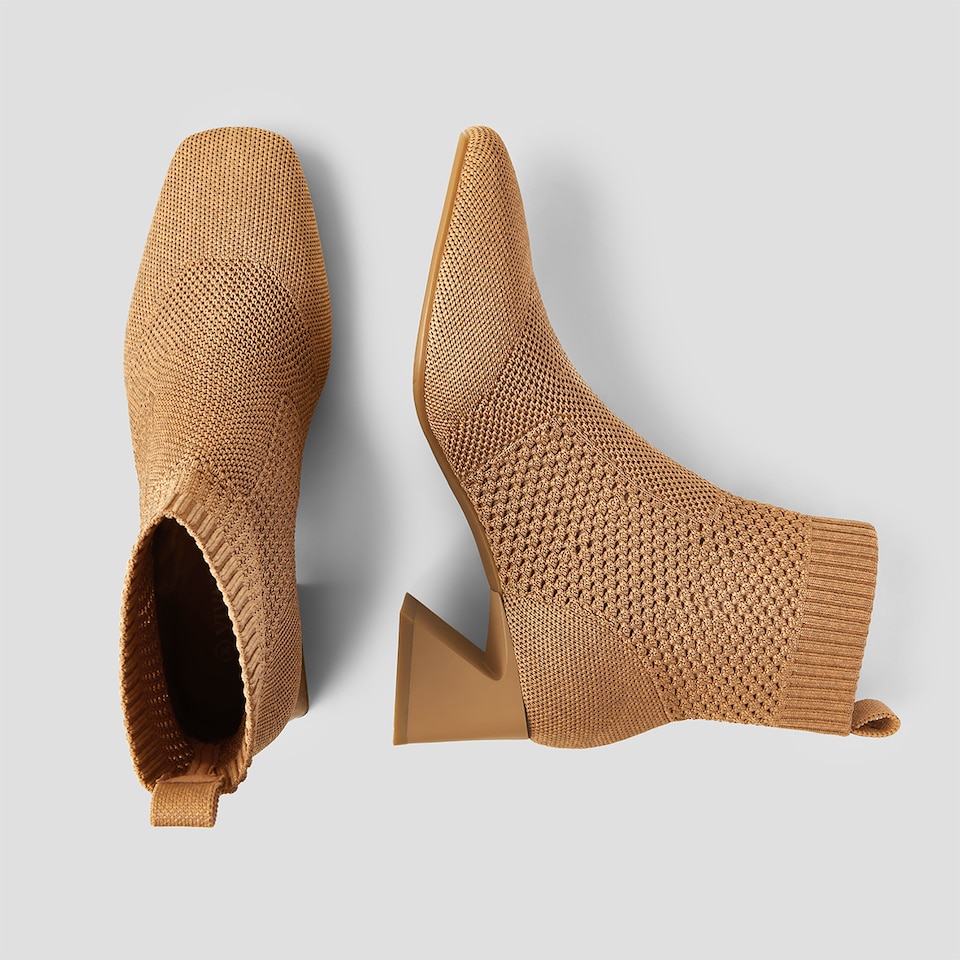 Melissa Perforated Block Heel Boots in Nutmeg-Sustainable & Washable | VIVAIA