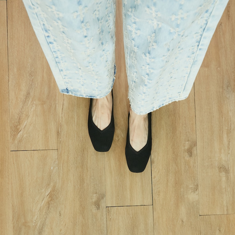 Margot Square-Toe Flats for Bunions&Wide Feet in Black-More Breathable Margot | VIVAIA