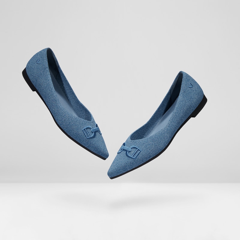 Ena Pointed-toe Flats Denim Blue - Washable & Comfortable | VIVAIA
