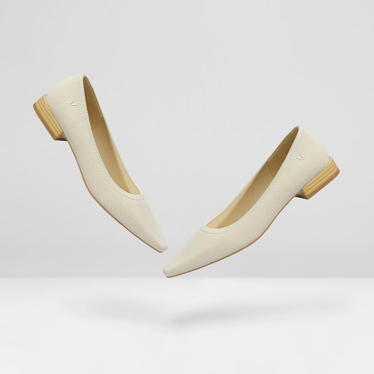 Minnie Square-toe Flats in Cream Ivory-Washable & Comfortable | VIVAIA