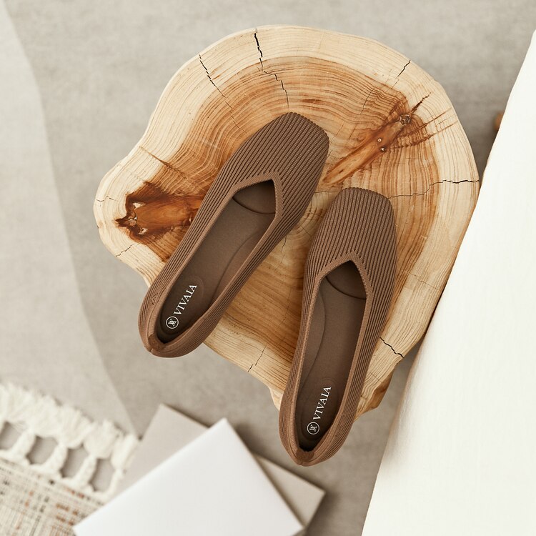 Margot Square-toe Flats for Bunions & Wide Feet in Espresso | VIVAIA