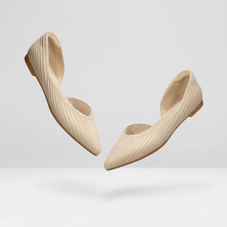 Melia PointedToe Striped Flats for Wide Feet in Almond VIVAIA