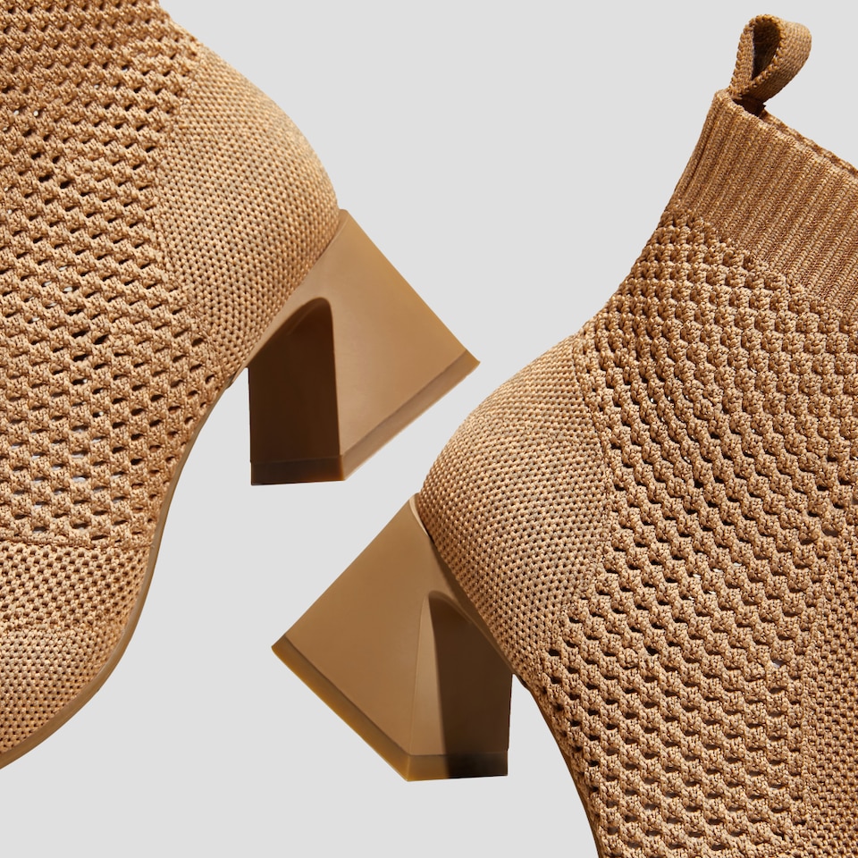 Melissa Perforated Block Heel Boots in Nutmeg-Sustainable & Washable | VIVAIA