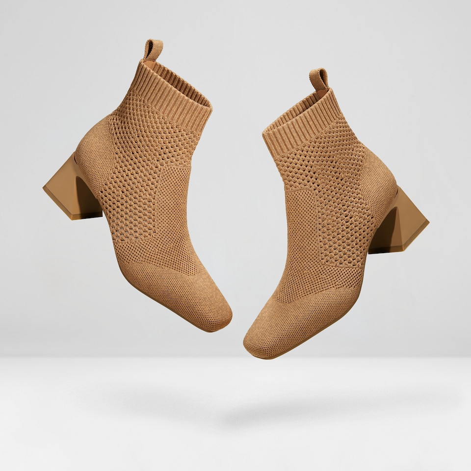 Melissa Perforated Block Heel Boots in Nutmeg-Sustainable & Washable | VIVAIA