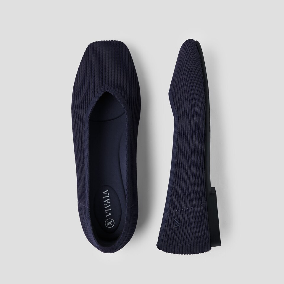 Margot Square-Toe Flats for Bunions&Wide Feet in Navy | VIVAIA
