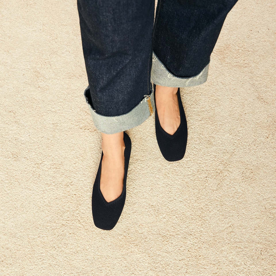 Margot Square-Toe Flats for Bunions&Wide Feet in Navy | VIVAIA