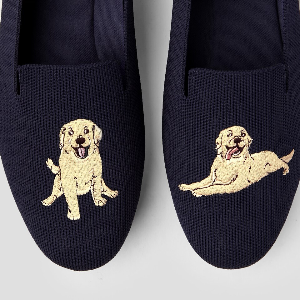 Audrey Round-Toe Embroidered Loafer for Bunions in Golden Retriever | VIVAIA