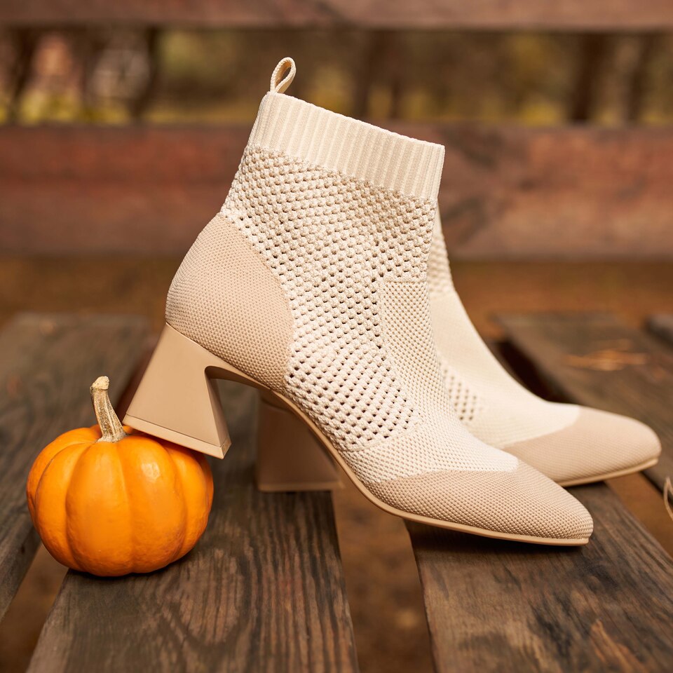 Melissa Square-toe Heeled Boots in Cream Ivory-Sustainable and Stylish | VIVAIA