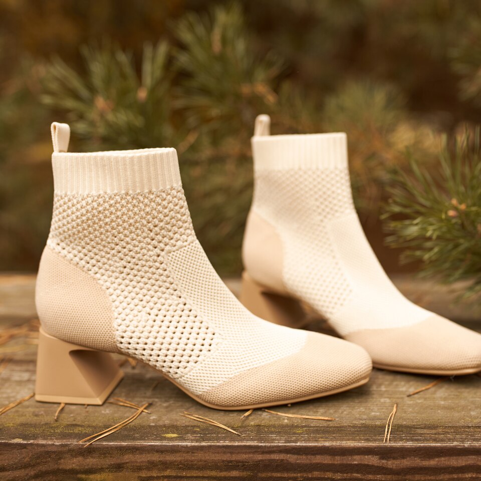 Melissa Square-toe Heeled Boots in Cream Ivory-Sustainable and Stylish | VIVAIA
