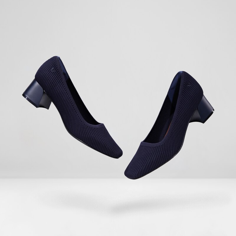Melody 2.0 Square-toe Heels in Navy-Women's Sustainable Shoes | VIVAIA