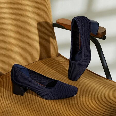 Melody 2.0 Square-toe Heels in Navy-Women's Sustainable Shoes | VIVAIA