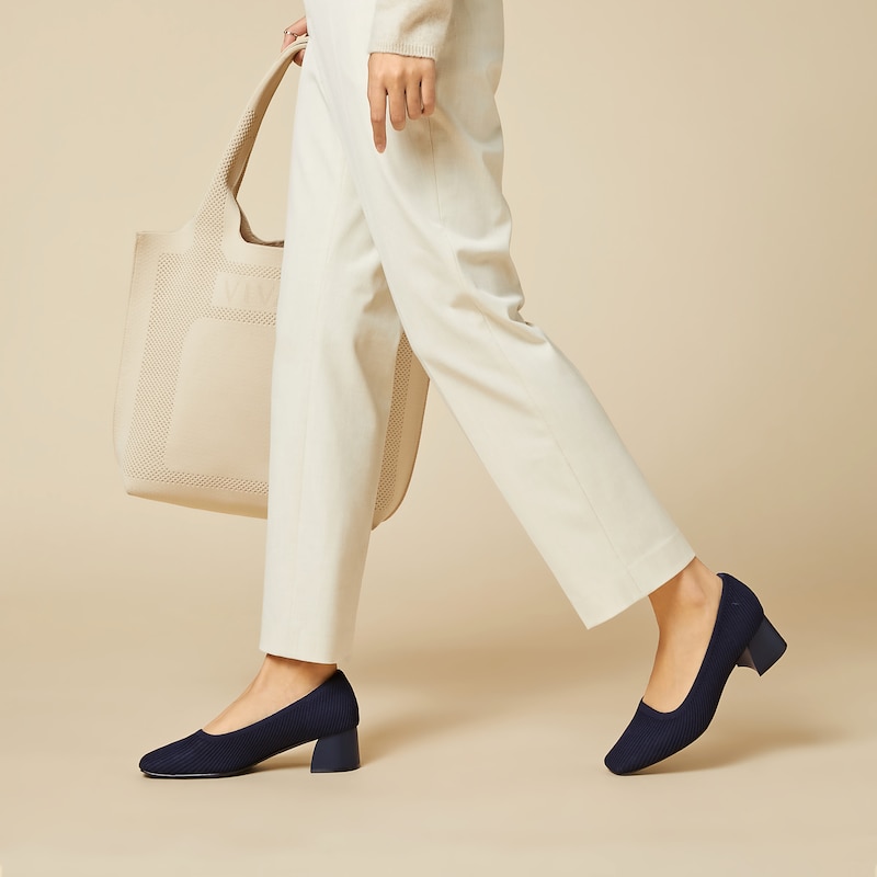 Melody 2.0 Square-toe Heels in Navy-Women's Sustainable Shoes | VIVAIA
