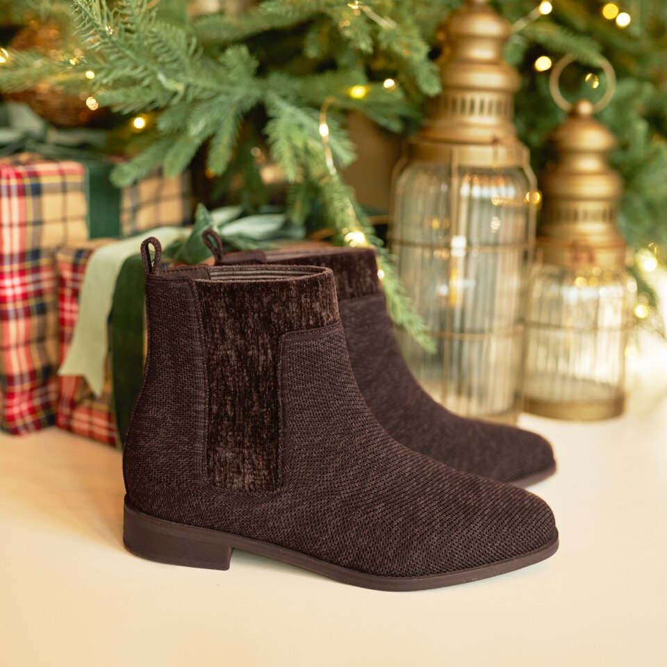 Riley Water Repellent Bootie in Dark Chocolate | VIVAIA