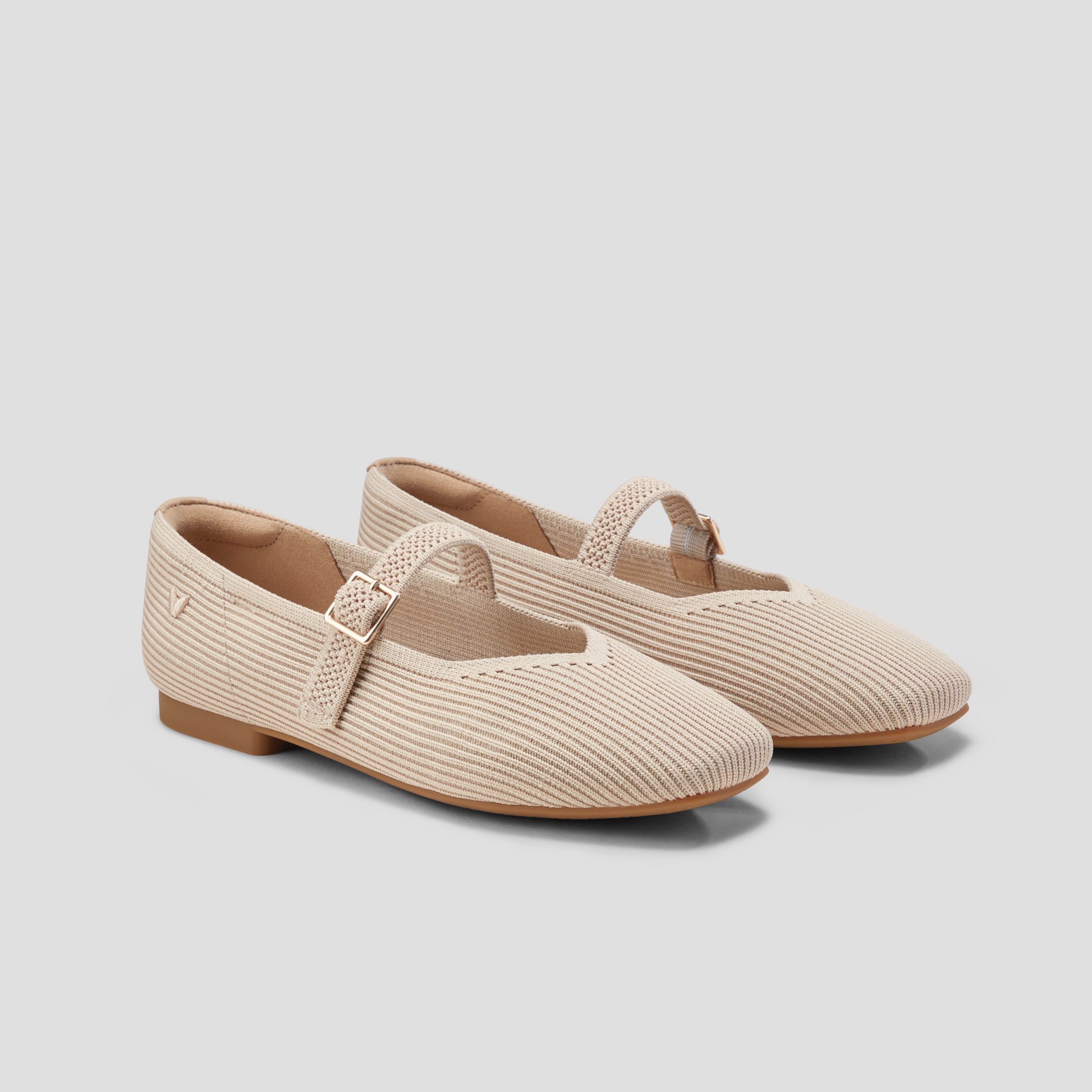 Square-Toe Mary Jane Margot Mary Jane in Almond | VIVAIA