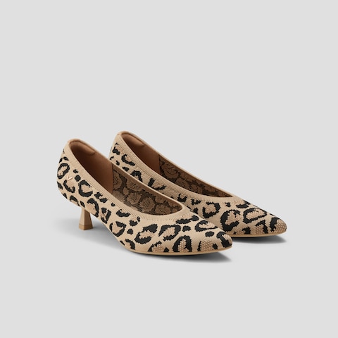Stella Pointed-Toe Kitten Sustainable Heels in Dark Leopard - VIVAIA