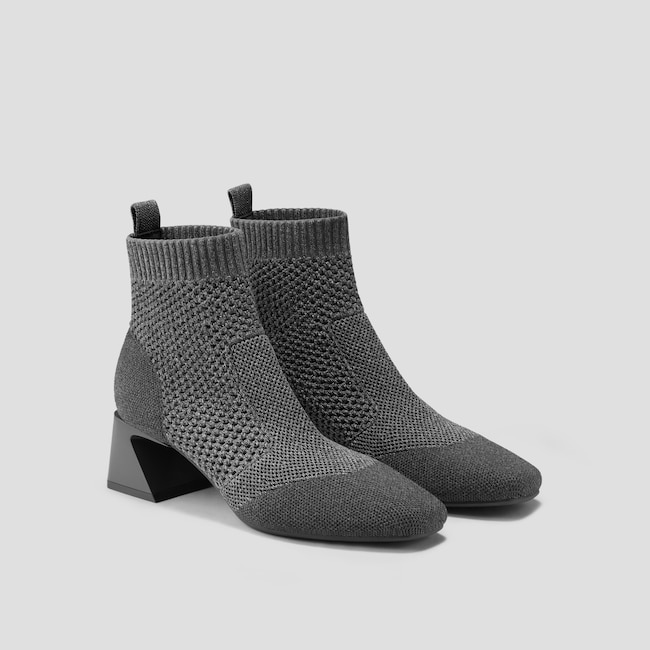 Square-Toe Perforated Heeled Boots (Melissa)