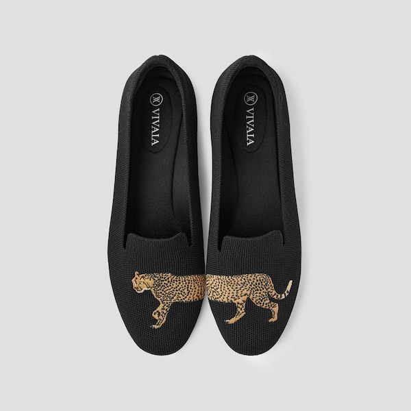 Round-Toe Embroidered Loafers (Audrey)