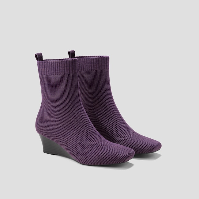 Square-Toe Water-Repellent Boots (Margot Wedge Bootie)