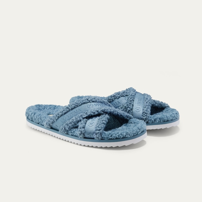 Furry Criss-Cross Strap Slippers (Hannah)
