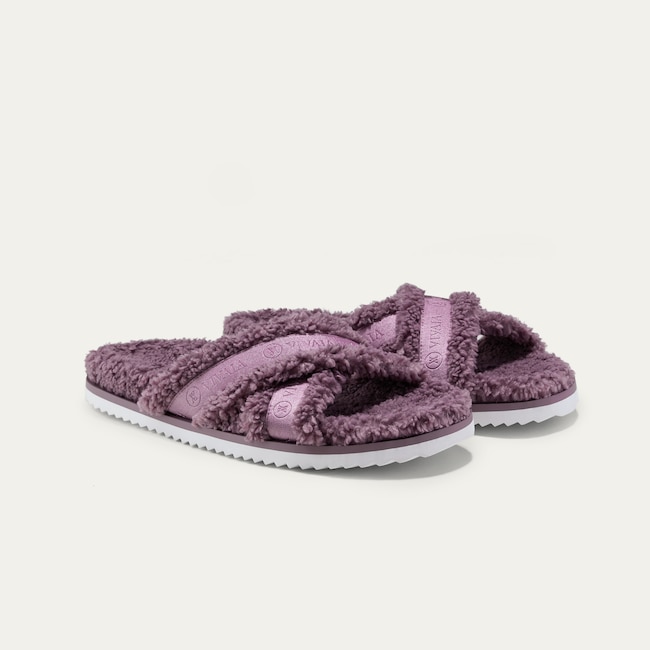 Furry Criss-Cross Strap Slippers (Hannah)