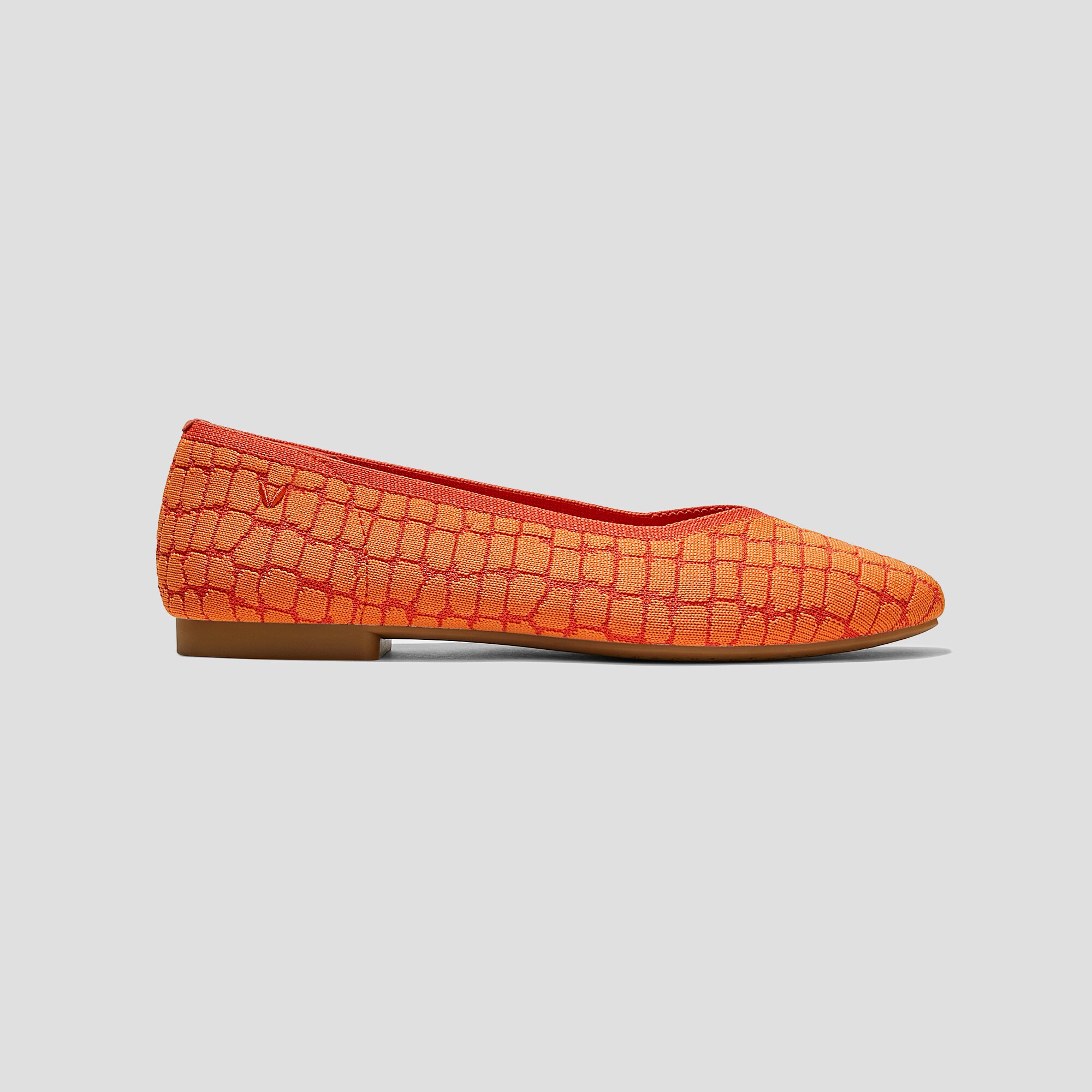 Square-Toe V-Cut Flats (Margot 2.0), CITRUS ORANGE CROC, EU36 | VIVAIA