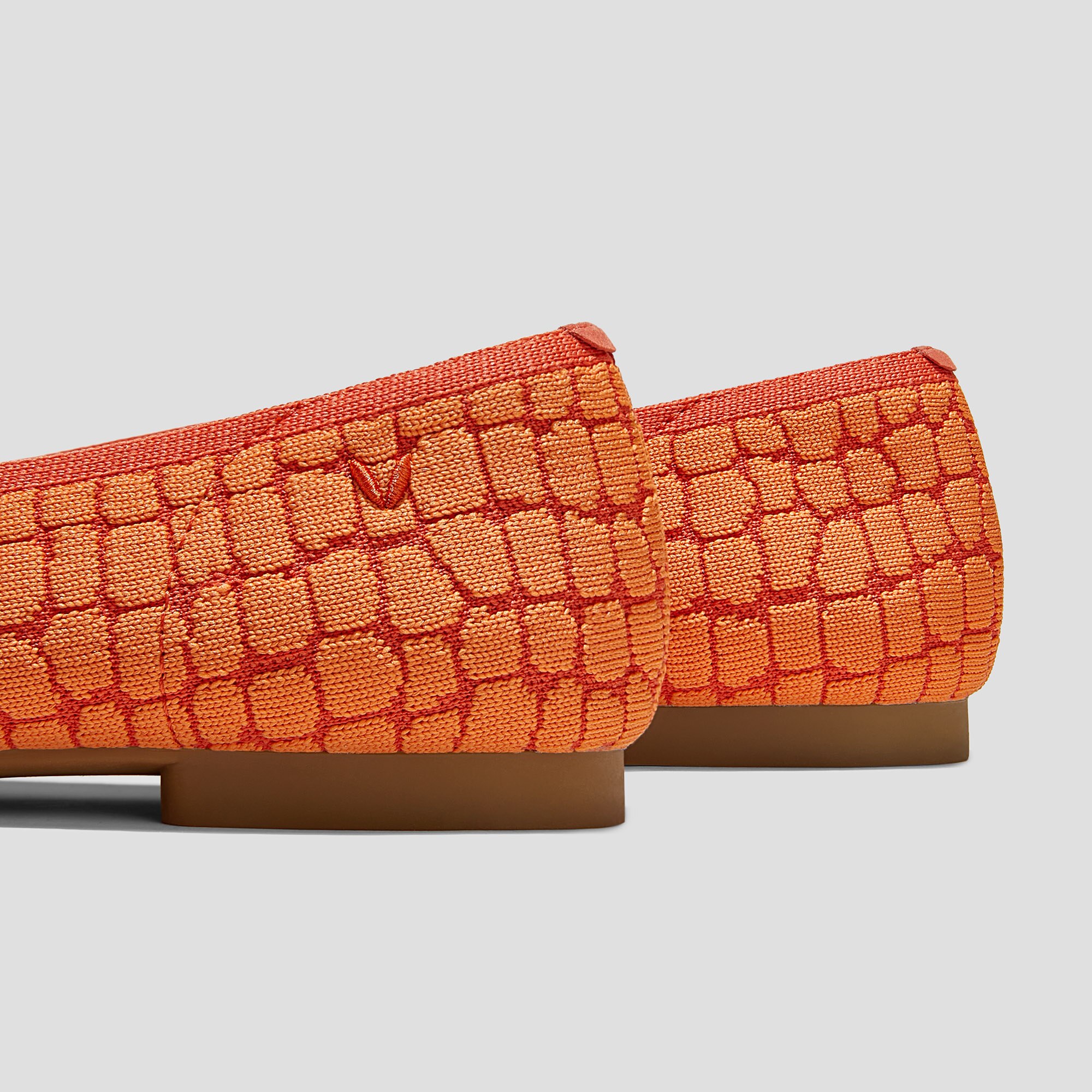 Square-Toe V-Cut Flats (Margot 2.0), CITRUS ORANGE CROC, EU36 | VIVAIA