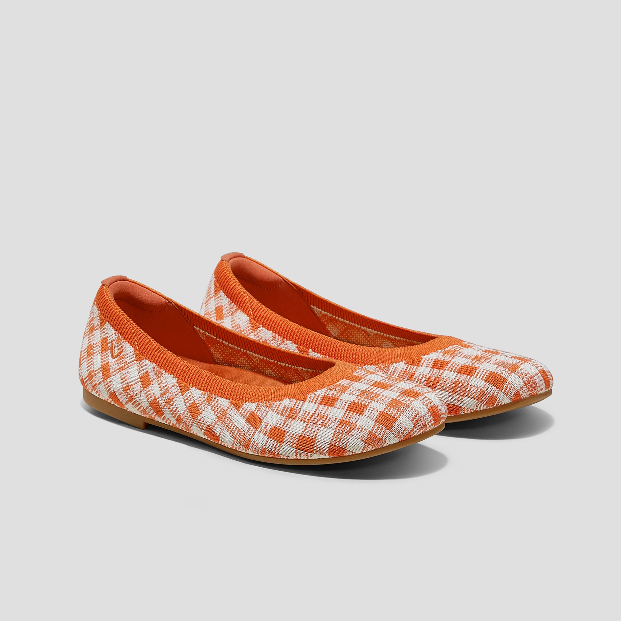 Round-Toe Flats (Claire), CITRUS ORANGE GINGHAM, EU43 | VIVAIA