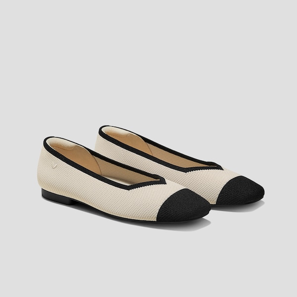 Square-Toe V-Cut Flats (Margot 2.0)