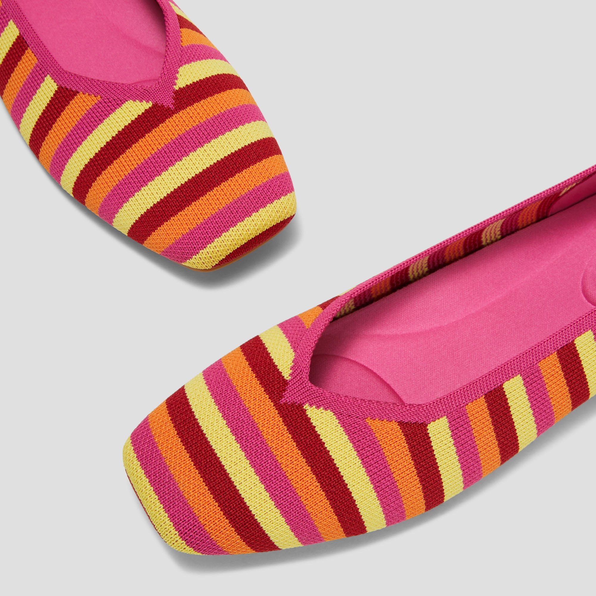 Square-Toe V-Cut Flats (Margot 2.0), MULTI COLOR STRIPES, EU36.5