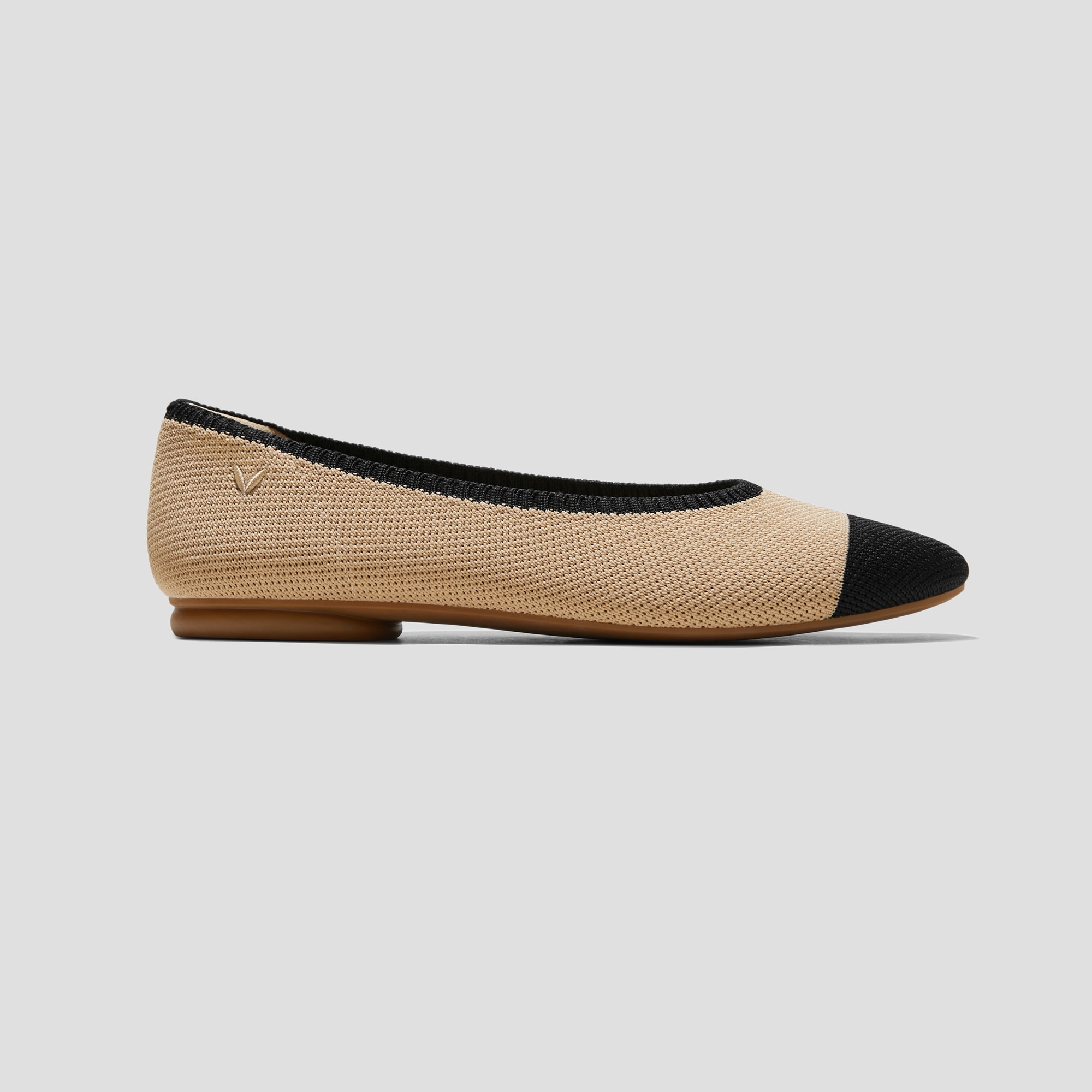 Almond-Toe Ballet Flats (Tamia 2.0), NUDE PEACH-BLK, EU35