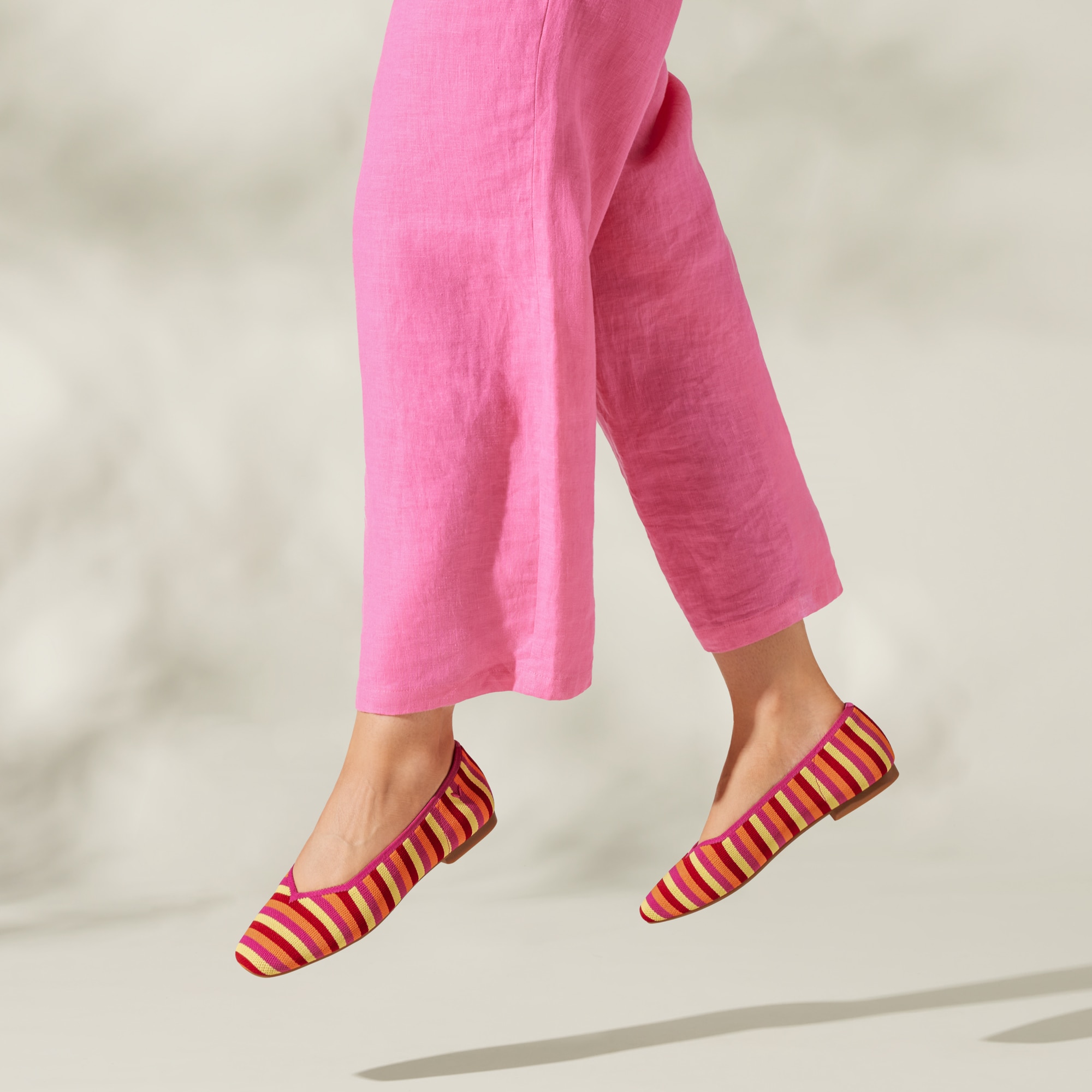 Square-Toe V-Cut Flats (Margot 2.0), MULTI COLOR STRIPES