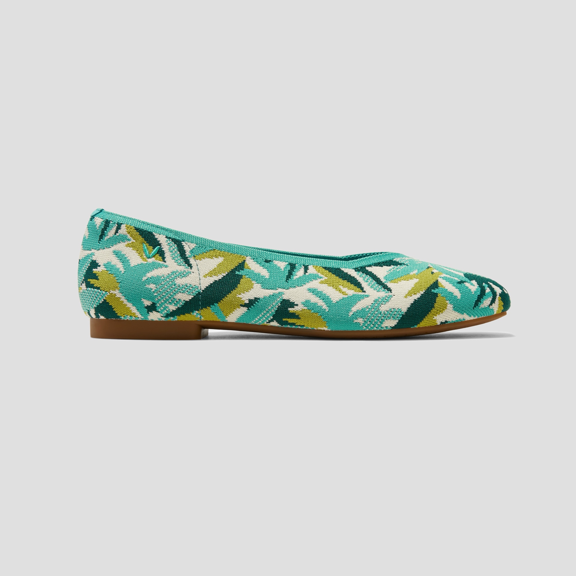 Square-Toe V-Cut Flats (Margot 2.0), TURQUOISE TROPICAL