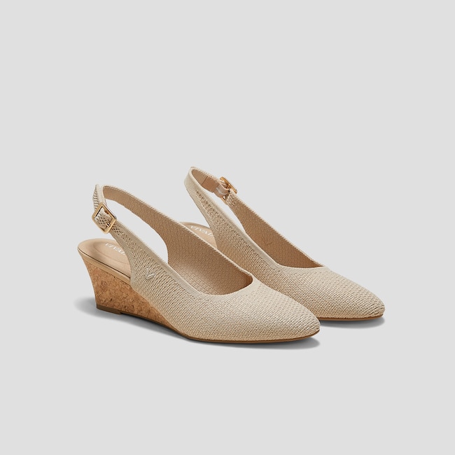 Almond-Toe Slingback Wedge Sandals (Tamia Slingback Wedge Pro)