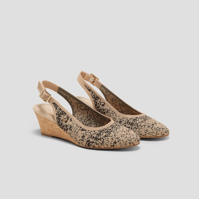 Almond-Toe Slingback Wedge Sandals (Tamia Slingback Wedge Pro)