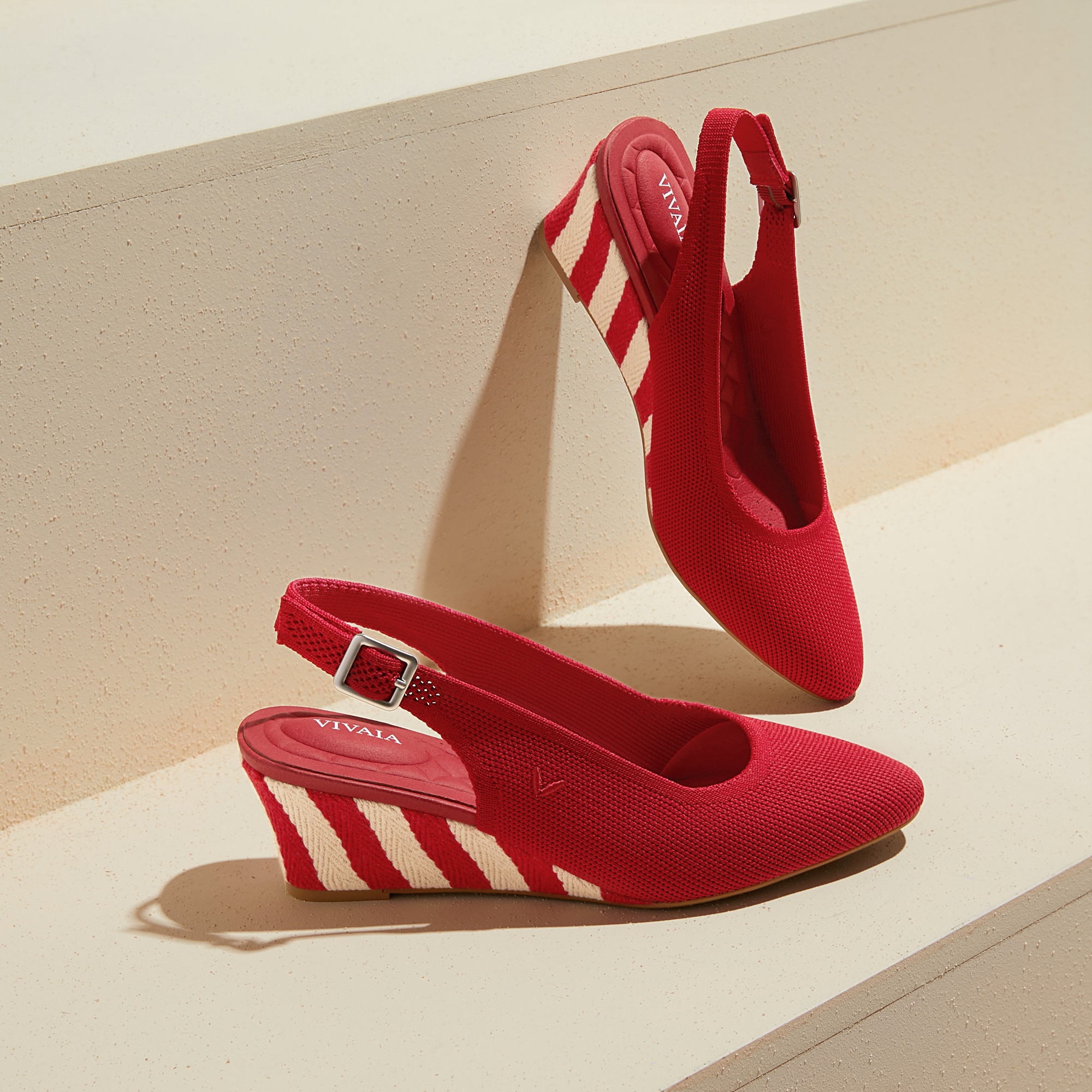 Almond-Toe Slingback Wedge Heel Sandals (Tamia Slingback