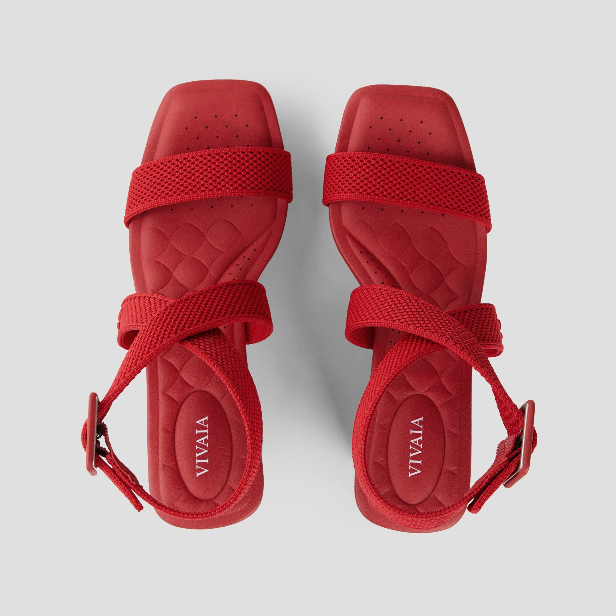Square-Toe Slingback Wedge Sandals (Lyla), RUBY RED, EU35 | VIVAIA